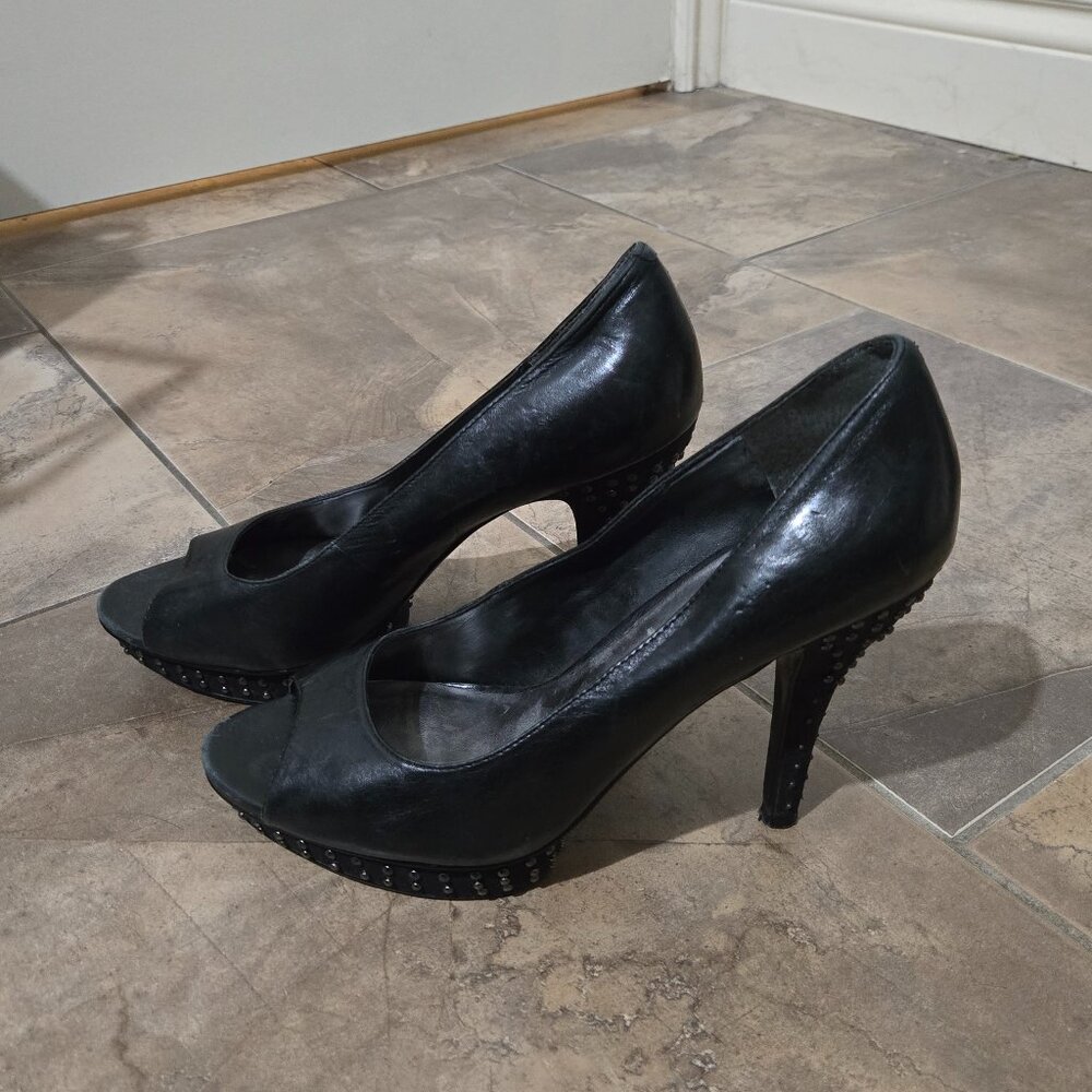 Studded Black Nine West Pump Heels